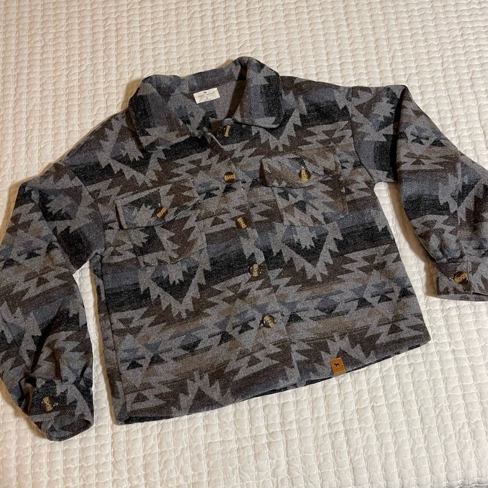 Simply Southern | Gray & Brown Aztec Patterned Jacket - Picture 3 of 14